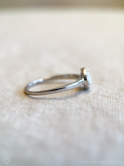 Opal Halo Gemstone Ring in Sterling Silver
