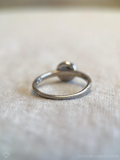 Opal Halo Gemstone Ring in Sterling Silver