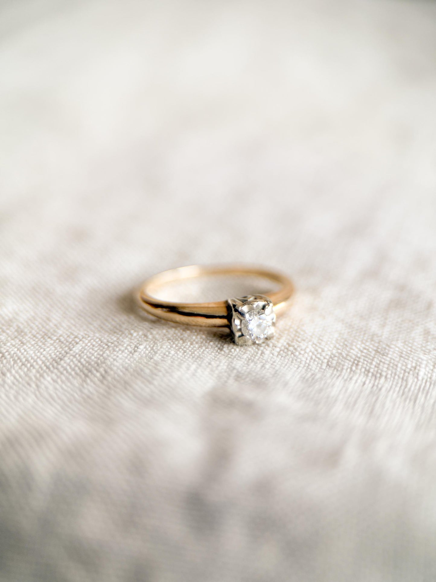 Vintage Diamond Solitaire Engagement Ring in 14k Gold, Antique Jewelry from the 1950s - Timeless, Sustainable, @JewelryOnRepeat