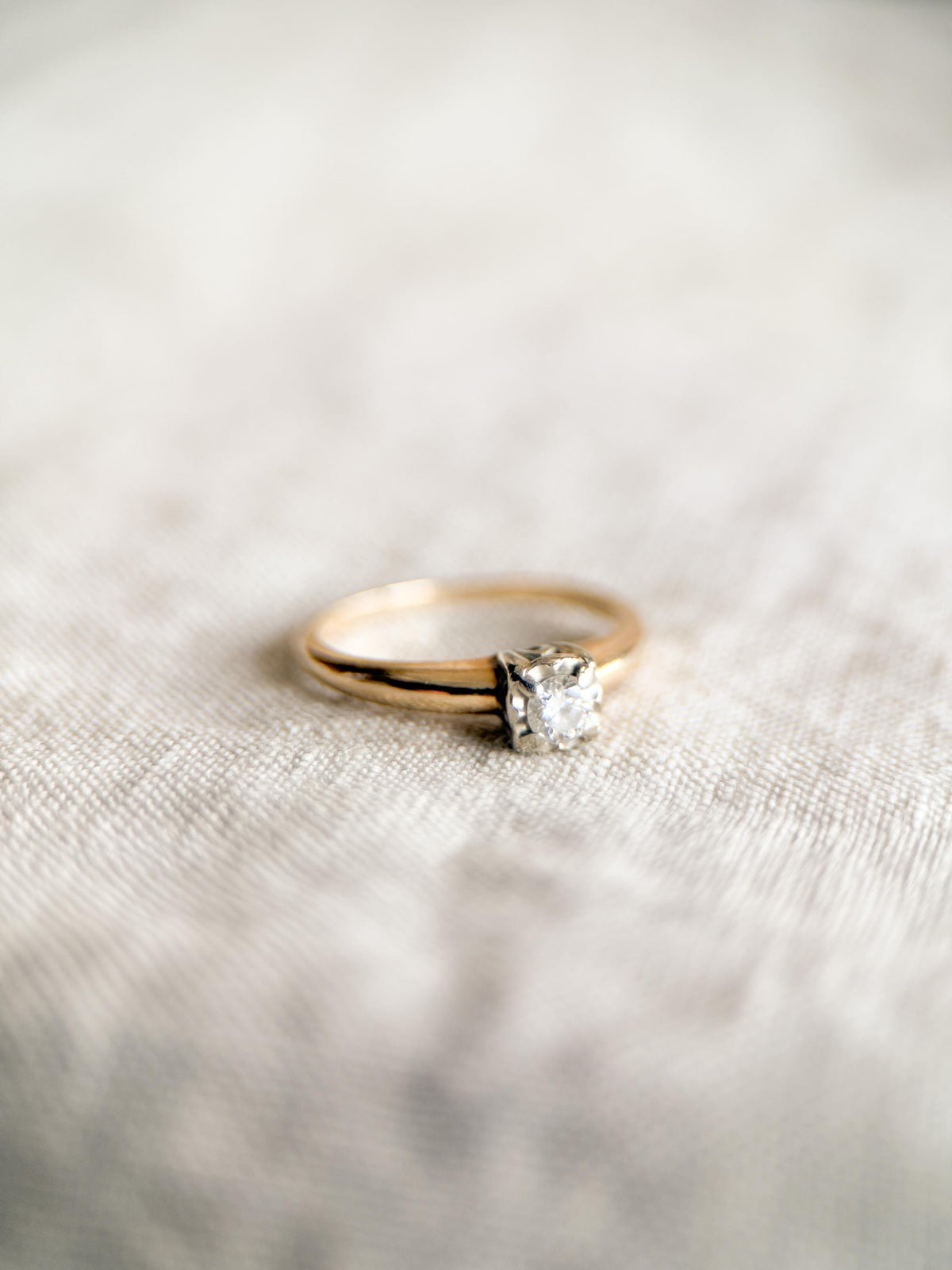 Vintage 1950s Diamond Solitaire Engagement Ring in 14k Gold
