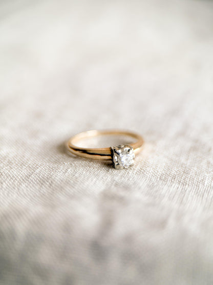 Vintage 1950s Diamond Solitaire Engagement Ring in 14k Gold