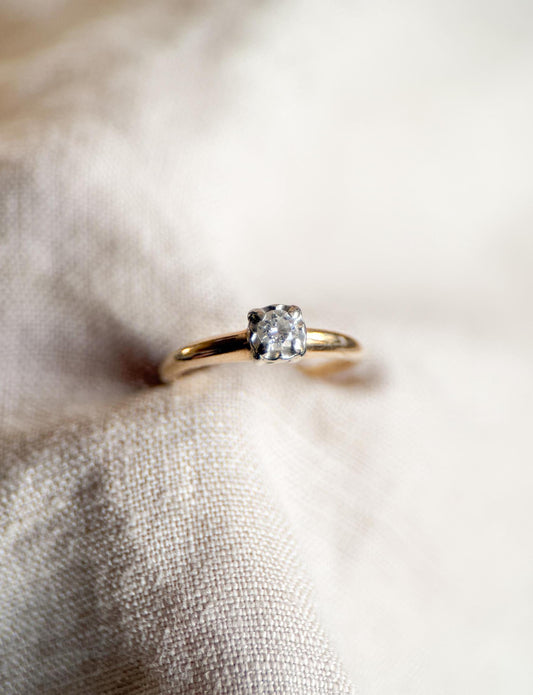 Vintage 1950s Diamond Solitaire Engagement Ring in 14k Gold