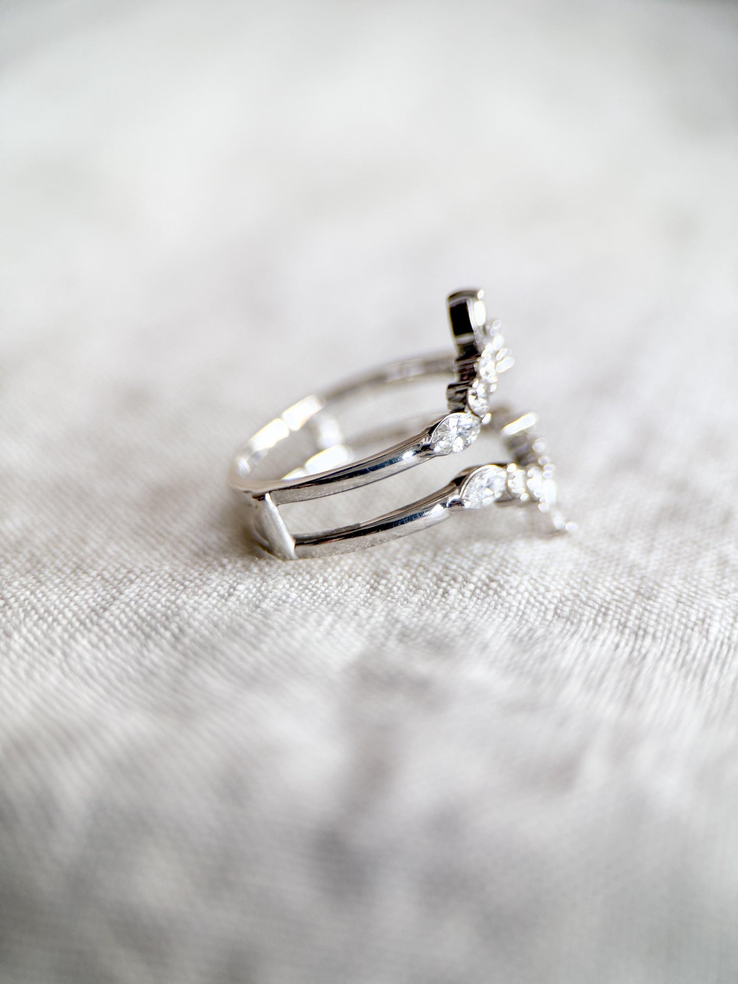 Vintage 1990s Diamond Chevron Wedding Band Ring Guard