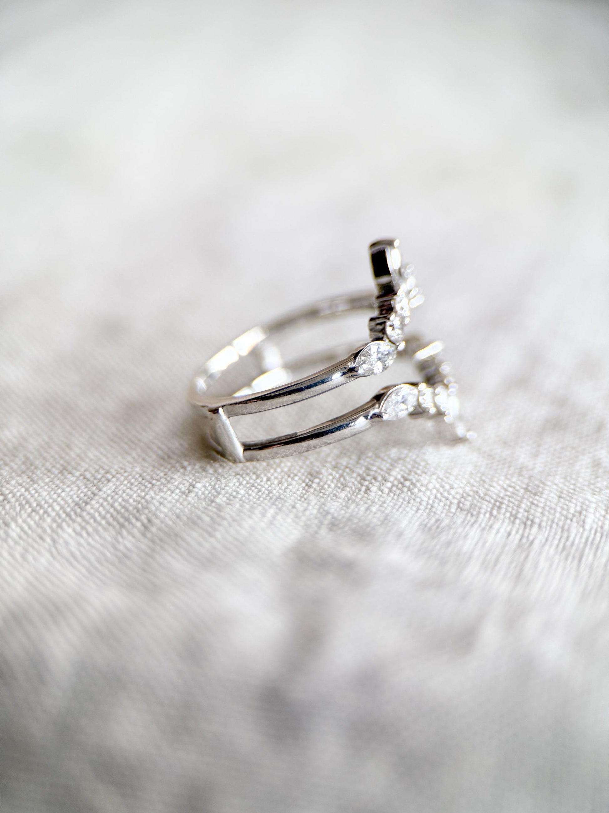 Vintage 1990s Diamond Chevron Wedding Band Ring Guard