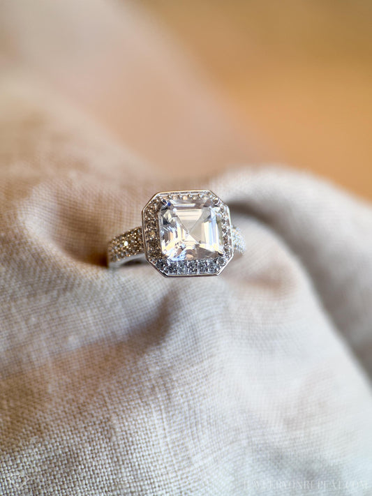 Vintage White Quartz Promise Ring in Sterling Silver