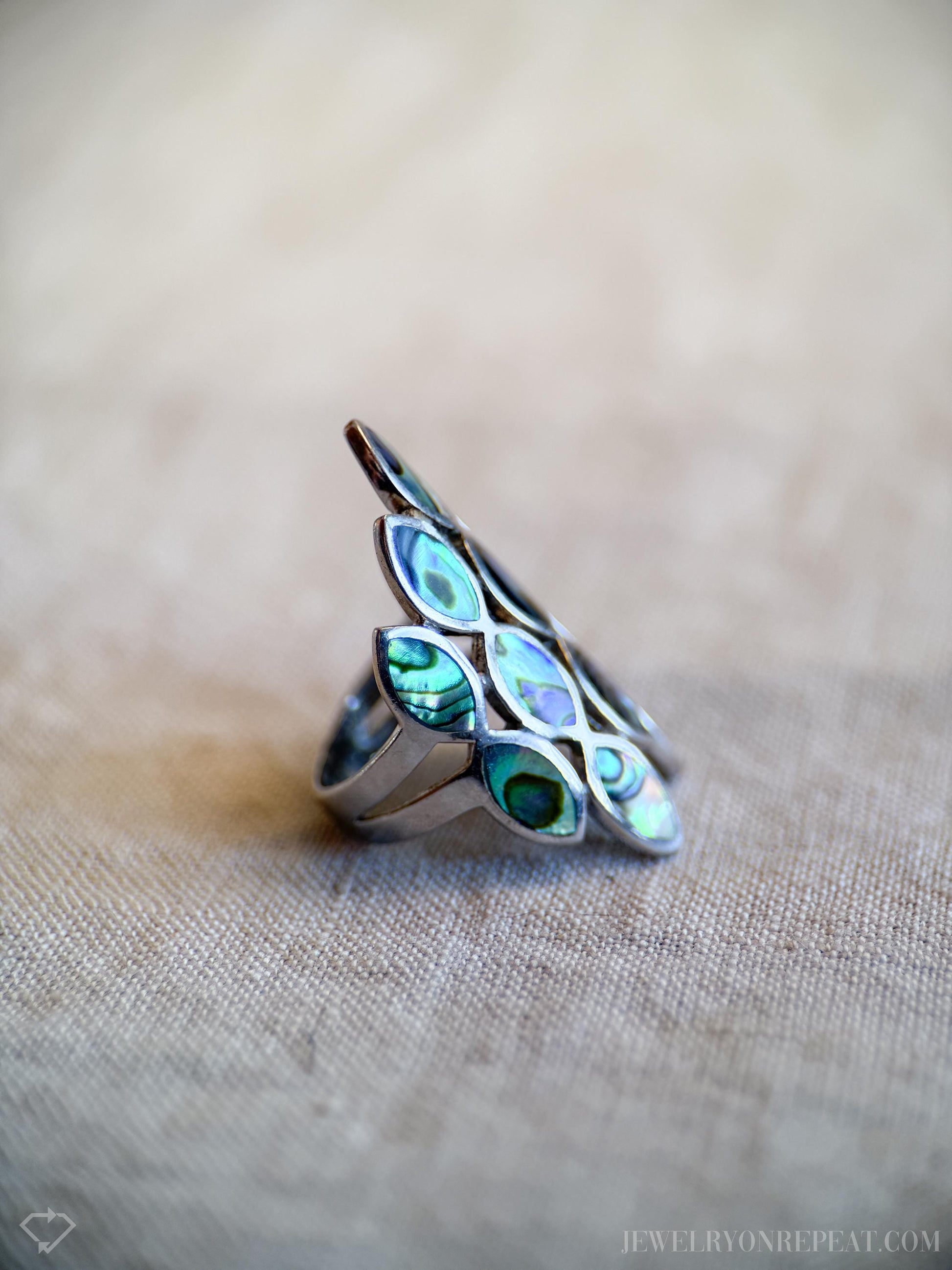 Vintage Abalone Gemstone Ring in Sterling Silver