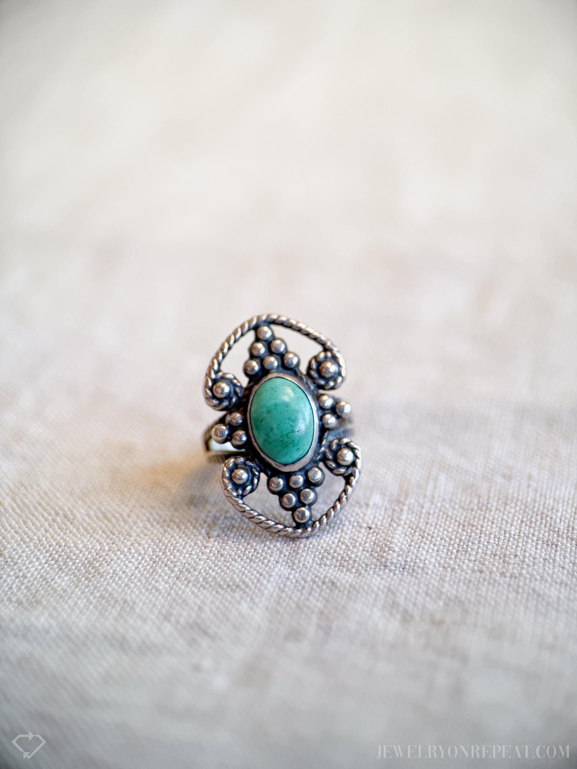 Vintage Turquoise Gemstone Ring in Sterling Silver