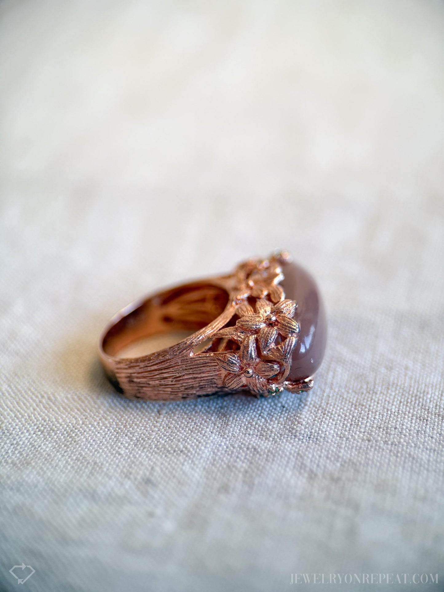 Vintage Sunstone Gemstone Ring in Rose Gold Plated Sterling Silver