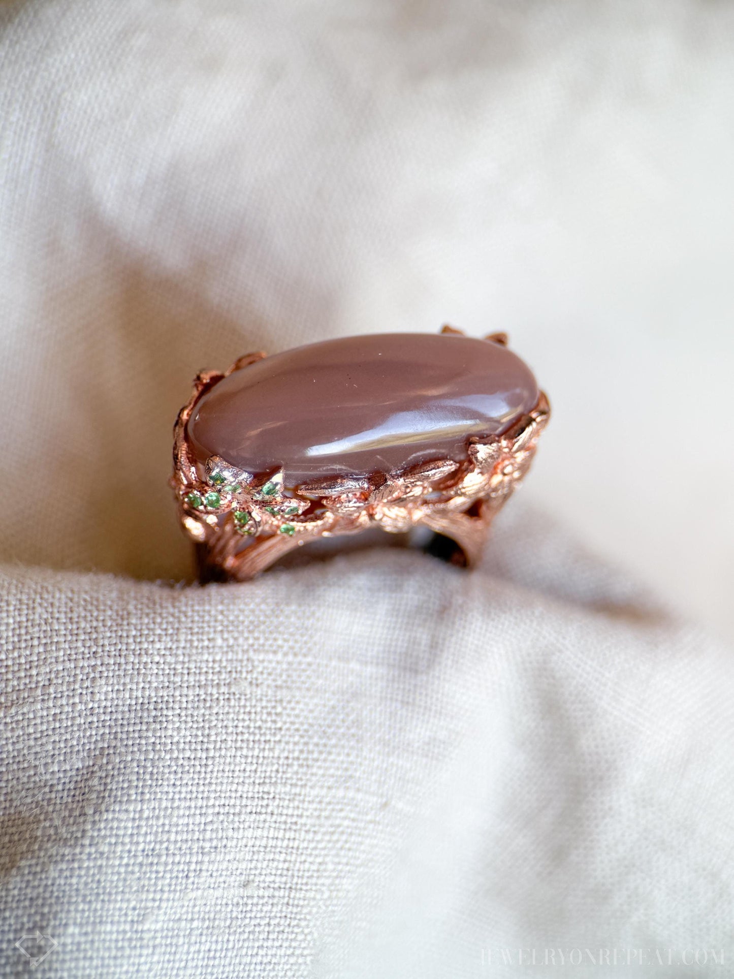 Vintage Sunstone Gemstone Ring in Rose Gold Plated Sterling Silver