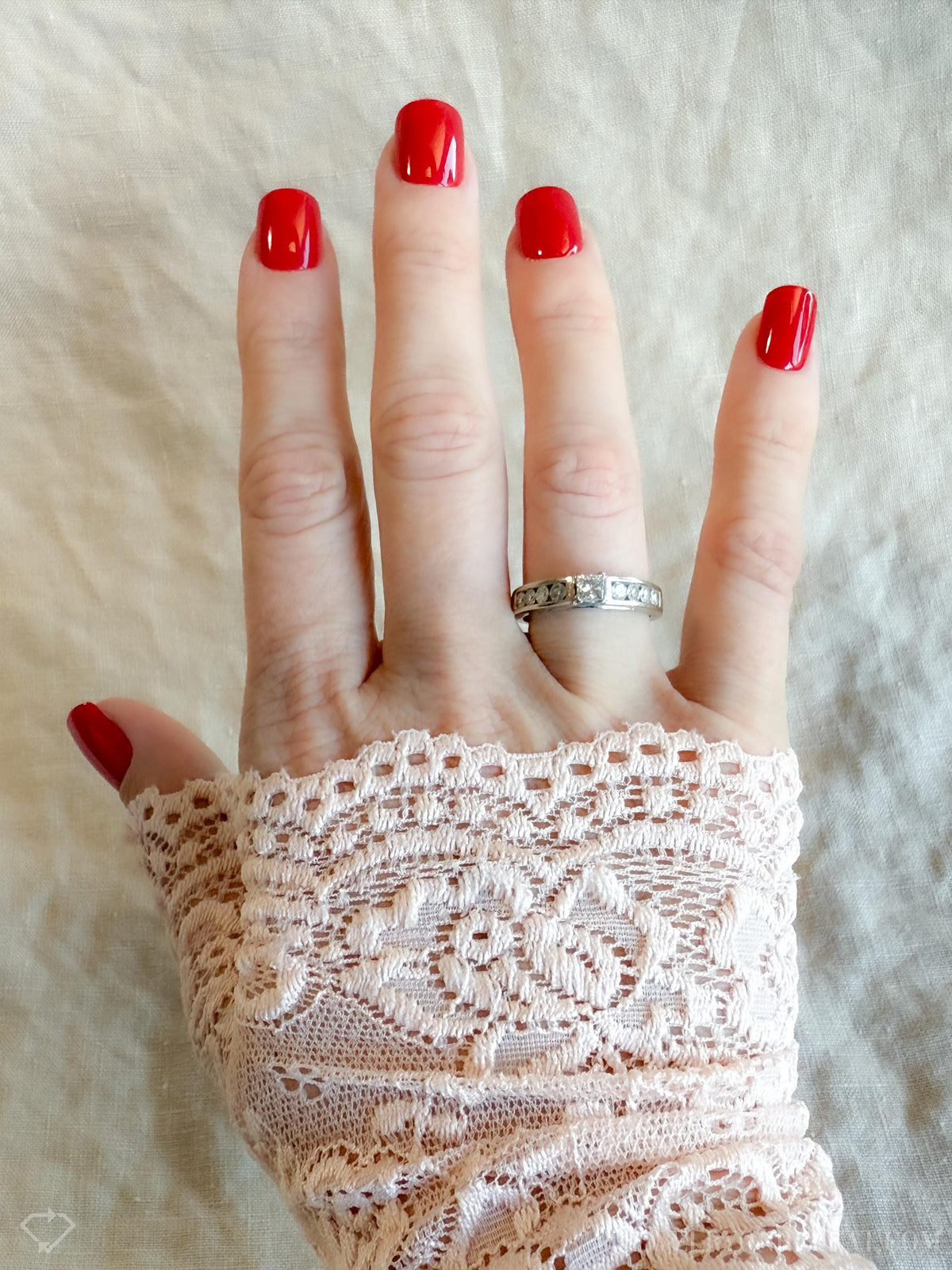 Vintage Diamond Engagement Ring, Princess Cut, 14k White Gold, 1990s Channel Set Cathedral