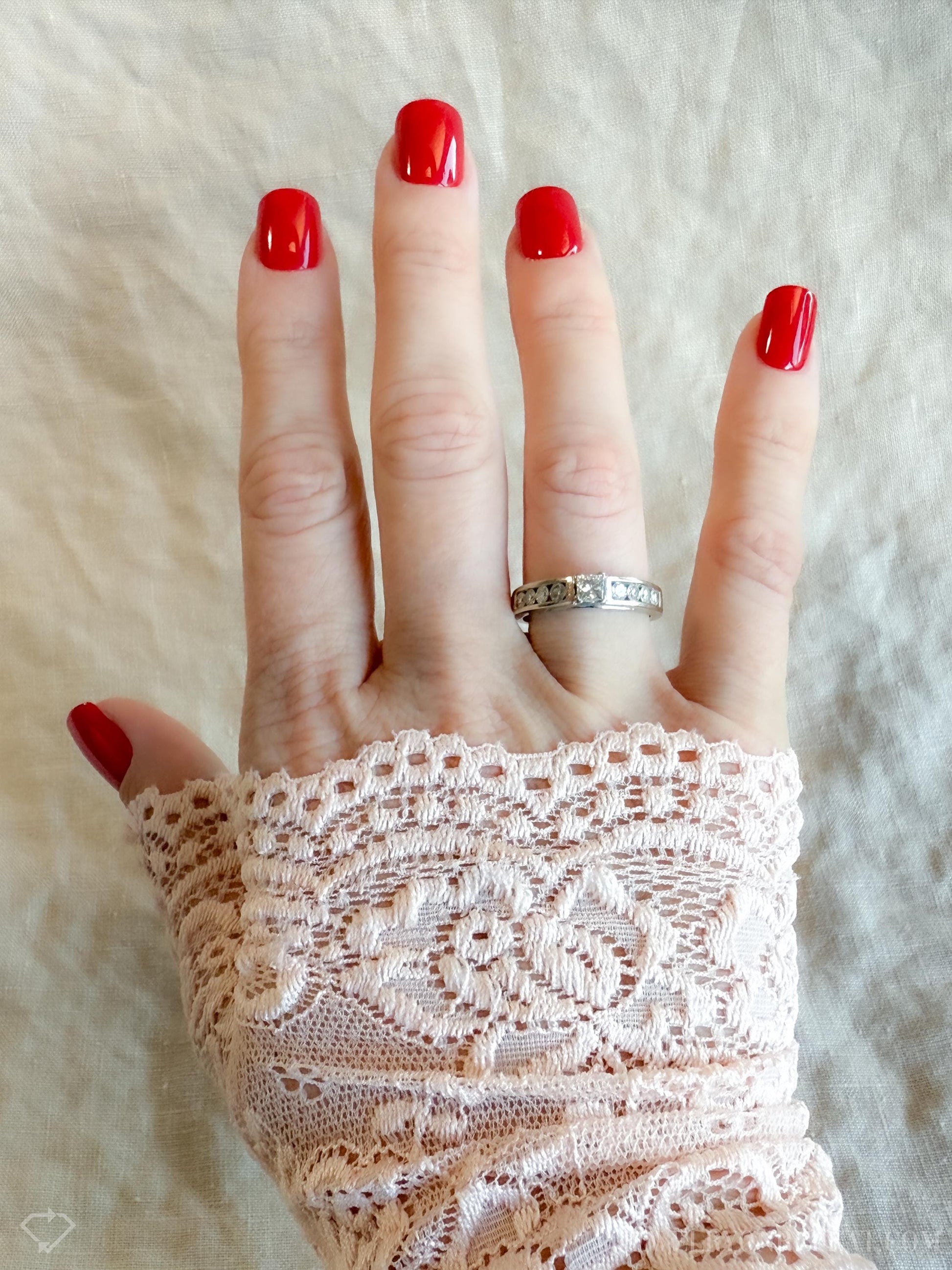 Vintage Diamond Engagement Ring, Princess Cut, 14k White Gold, 1990s Channel Set Cathedral