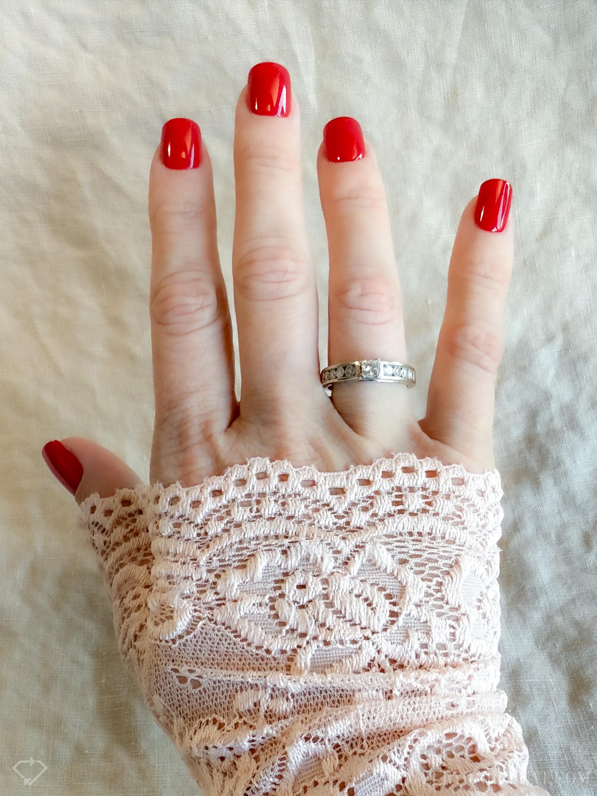 Vintage Diamond Engagement Ring, Princess Cut, 14k White Gold, 1990s Channel Set Cathedral