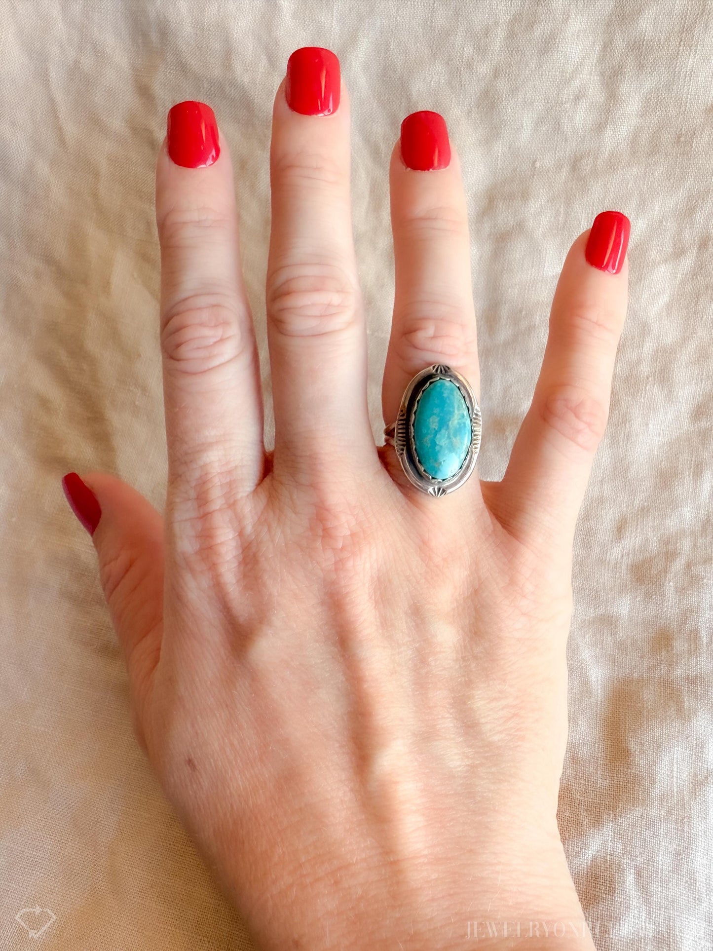 Vintage Blue Chrysocolla Gemstone Ring in Sterling Silver