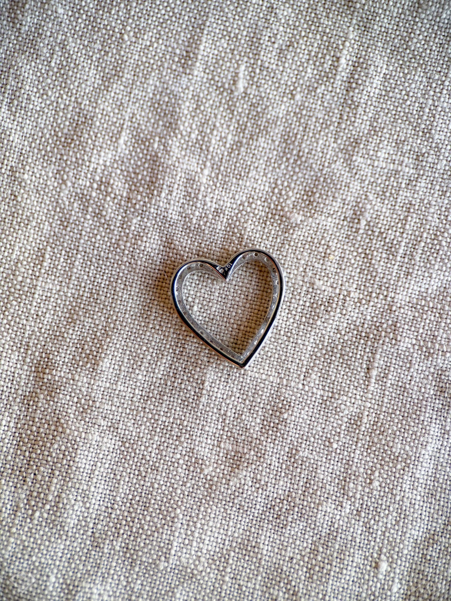 Vintage Diamond Heart Necklace in 10k White Gold