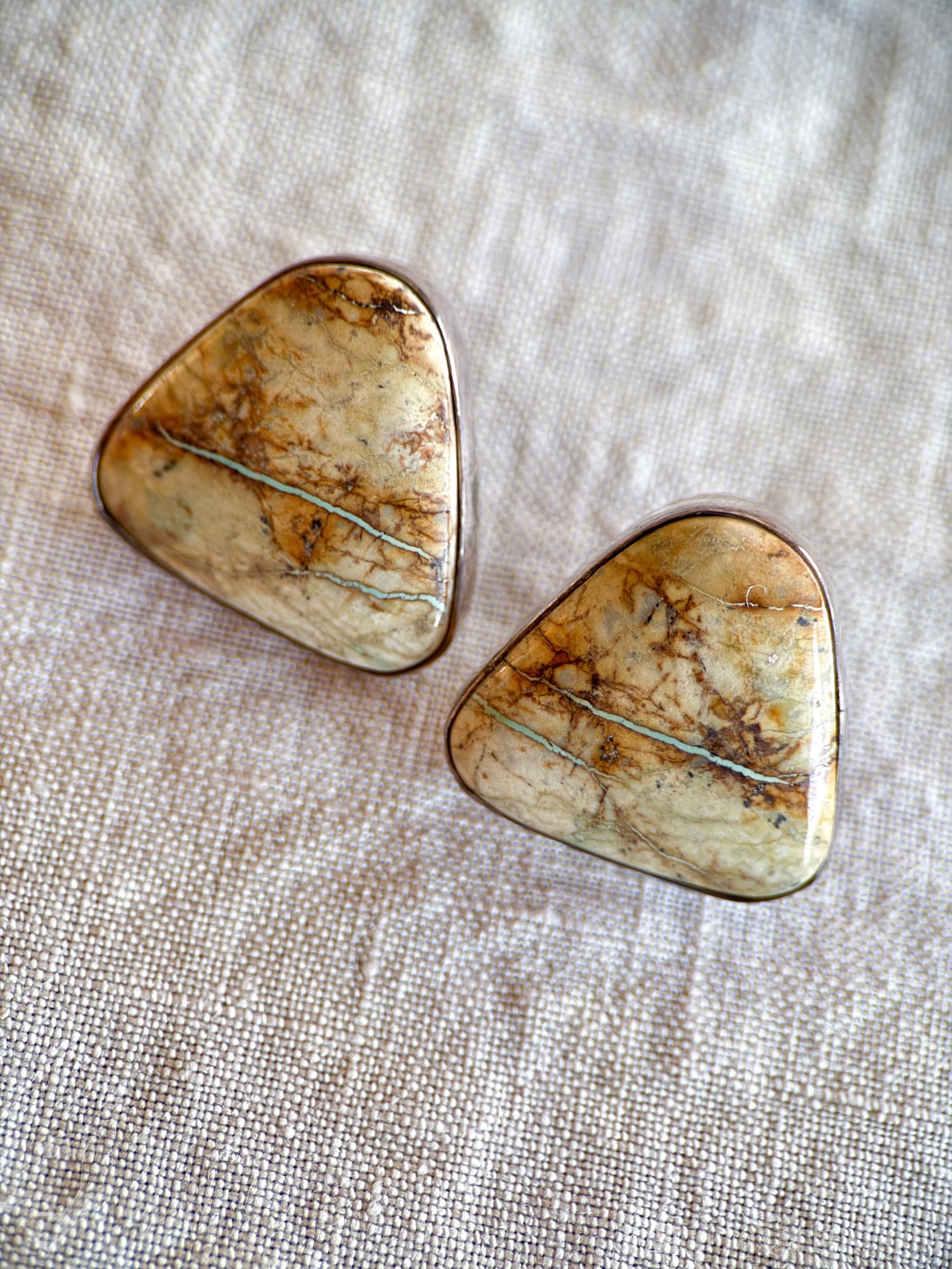 Vintage Jasper Gemstone Earrings in Sterling Silver