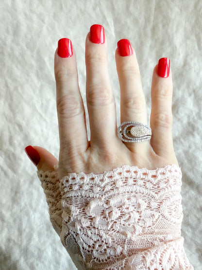 Vintage 1990s Asymmetrical Diamond Anniversary Band, 14k White Gold