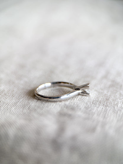 Vintage Diamond Engagement Ring, Princess Cut, 14k White Gold, 1990s Solitaire Prong Setting