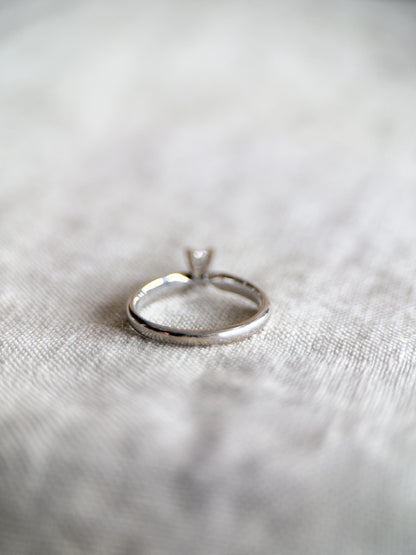 Vintage Diamond Engagement Ring, Princess Cut, 14k White Gold, 1990s Solitaire Prong Setting