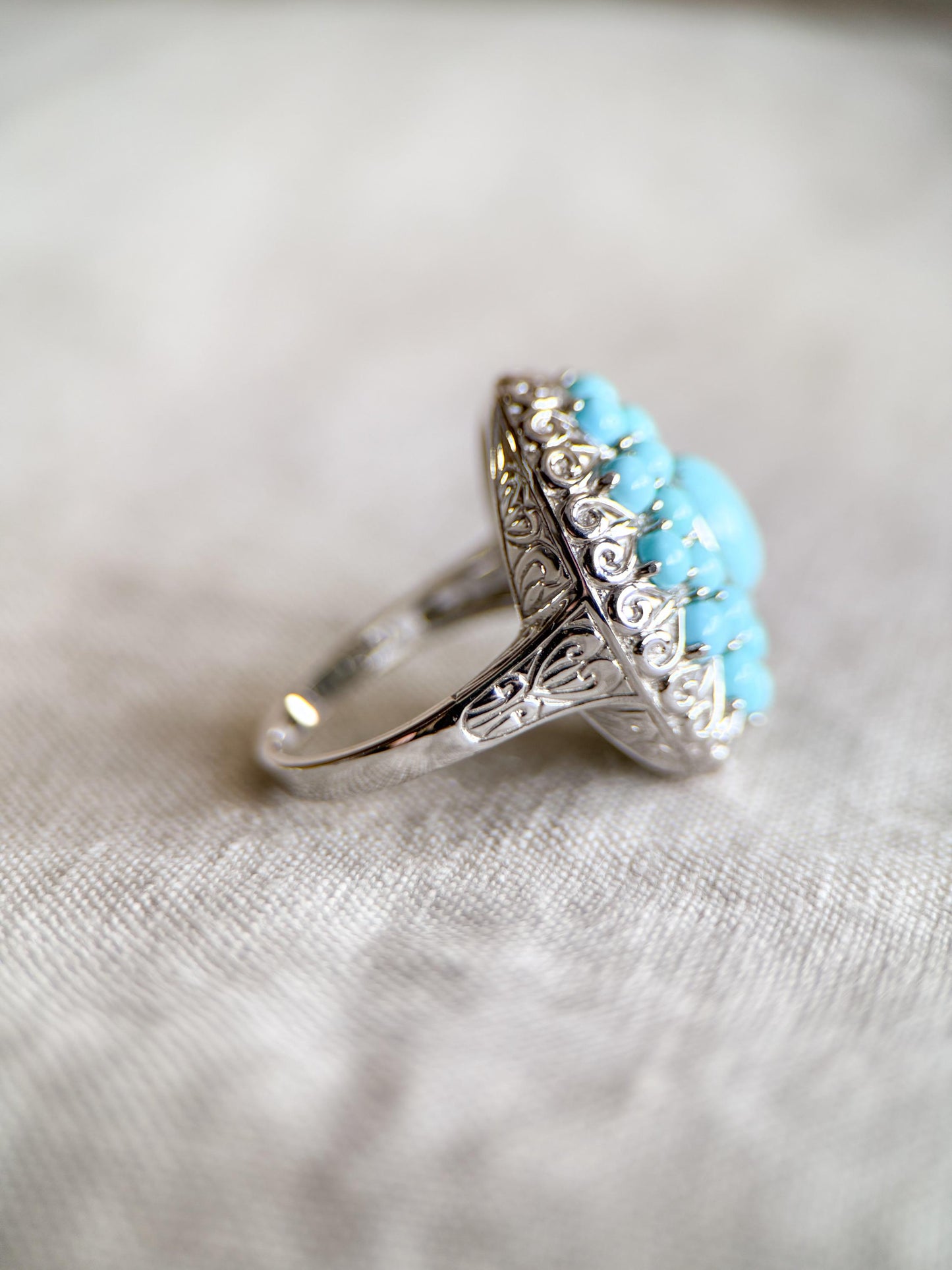 Vintage Blue Turquoise Gemstone Ring in Sterling Silver, Retro Jewelry from the 2000s - Timeless, Sustainable, @JewelryOnRepeat