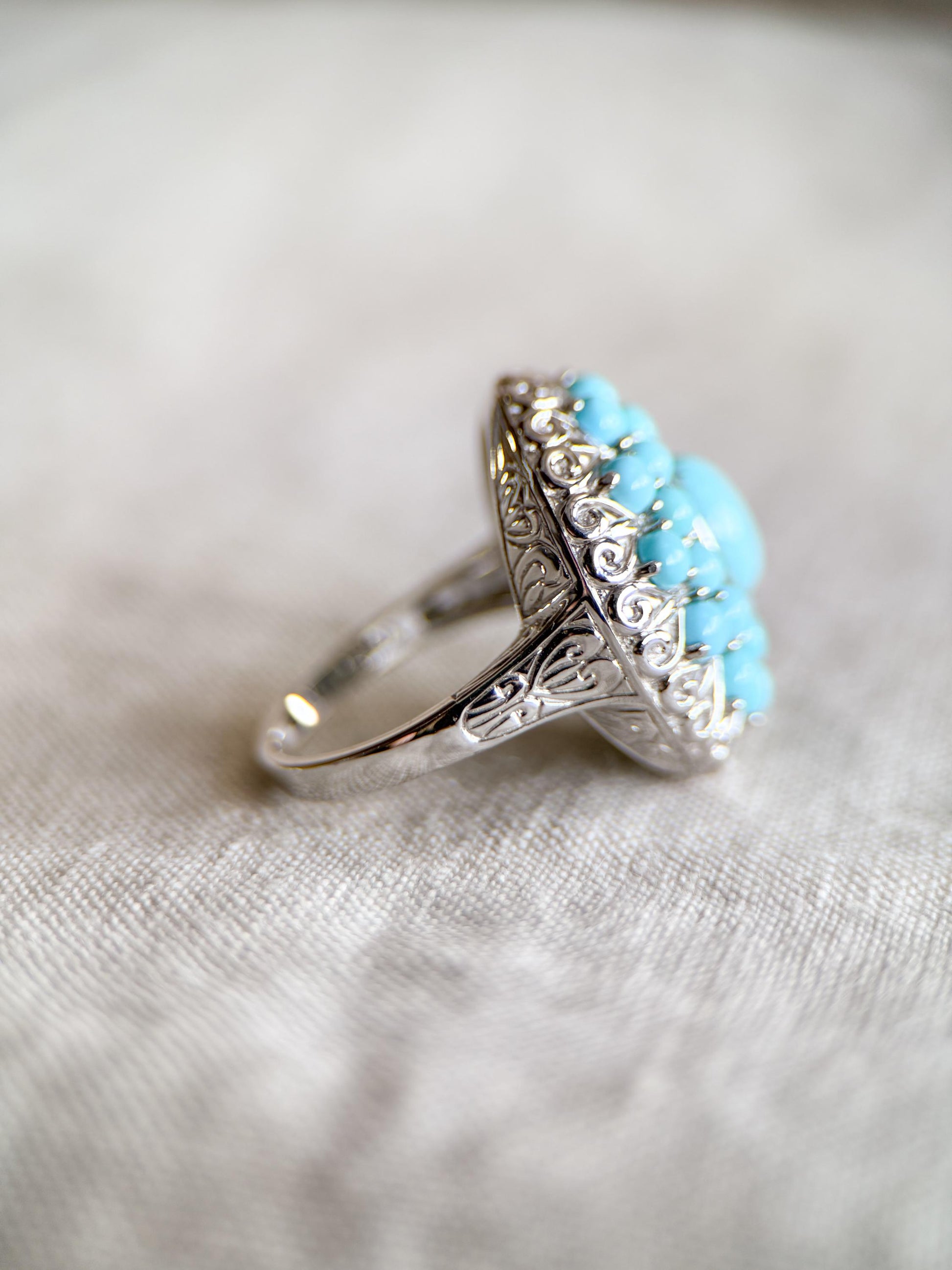 Vintage Blue Turquoise Gemstone Ring in Sterling Silver, Retro Jewelry from the 2000s - Timeless, Sustainable, @JewelryOnRepeat