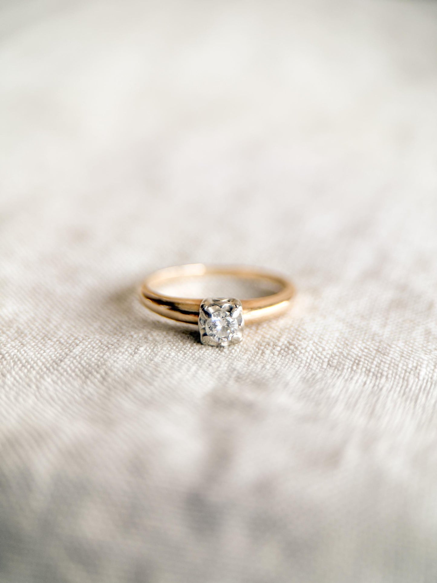 Vintage Diamond Solitaire Engagement Ring in 14k Gold, Antique Jewelry from the 1950s - Timeless, Sustainable, @JewelryOnRepeat