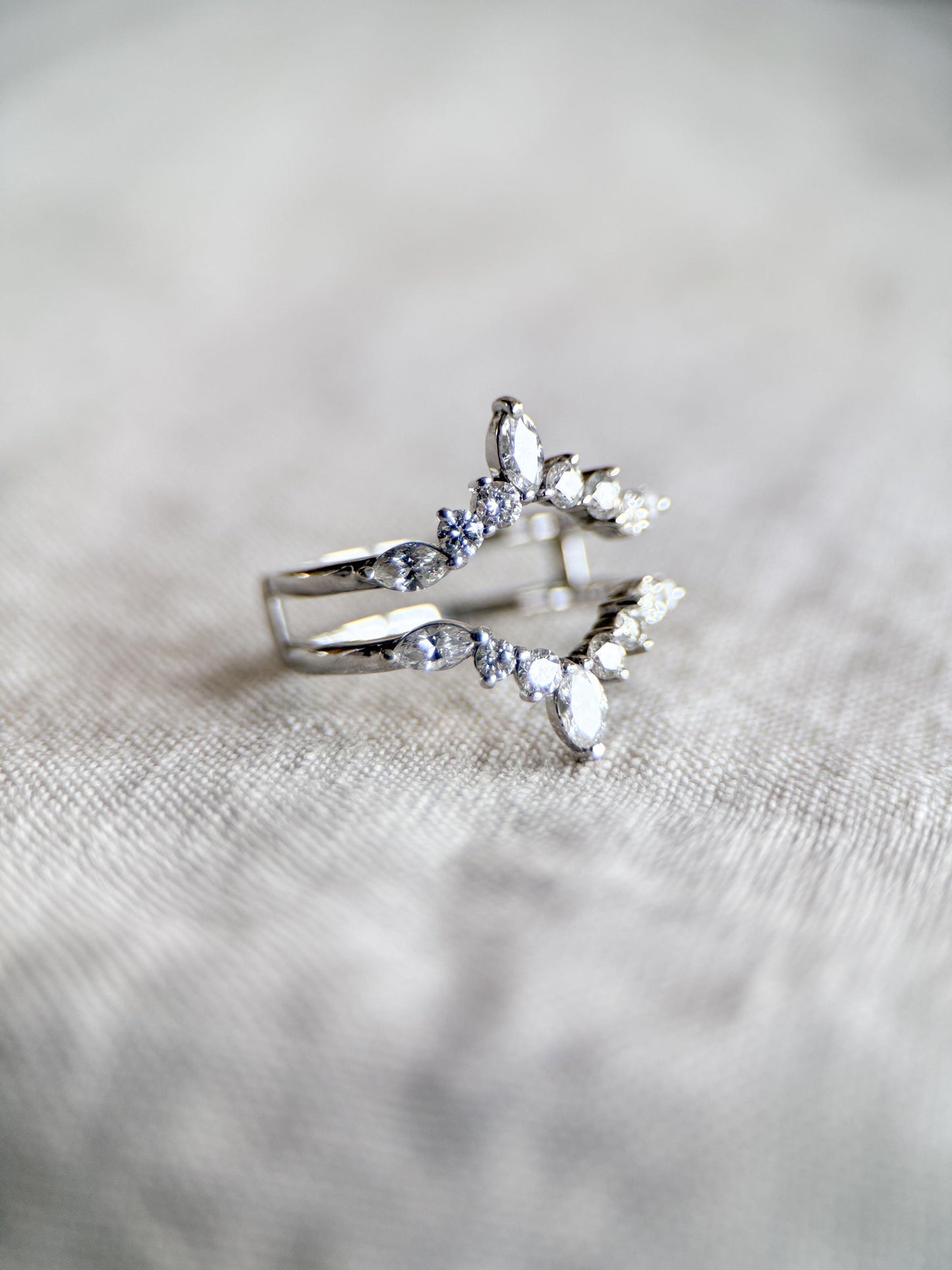 Vintage 1990s Diamond Chevron Wedding Band Ring Guard