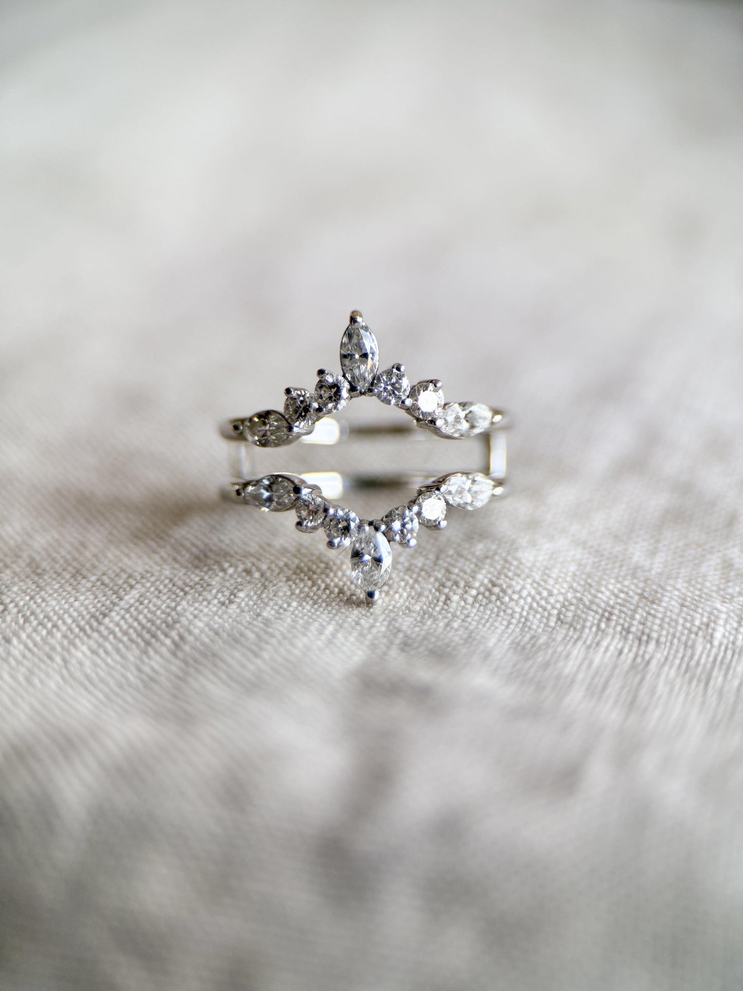 Vintage 1990s Diamond Chevron Wedding Band Ring Guard