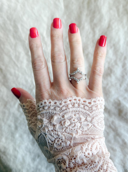Vintage 1990s Diamond Chevron Wedding Band Ring Guard
