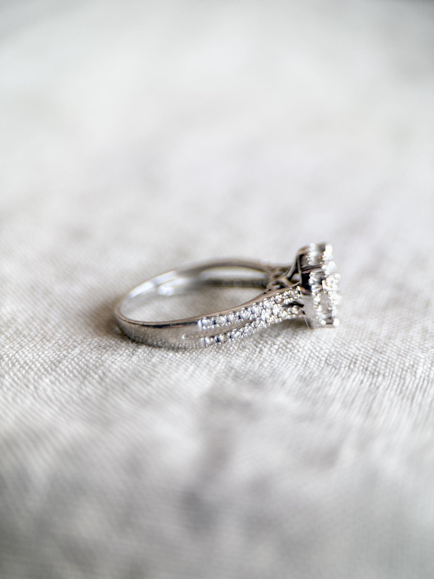 Vintage Diamond Halo Engagement Ring in Sterling Silver, Retro Jewelry from the 2000s - Timeless, Sustainable, @JewelryOnRepeat