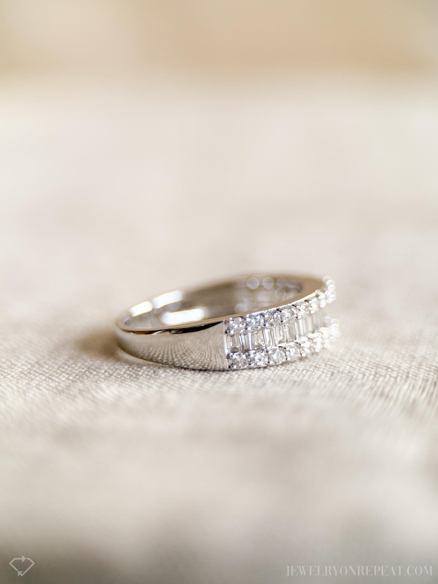 Vintage Diamond Wedding Band in 14k White Gold, Retro Jewelry from the 1990s - Timeless, Sustainable, @JewelryOnRepeat