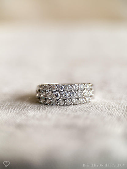 Vintage 1990s Diamond Wedding Band in 18k White Gold