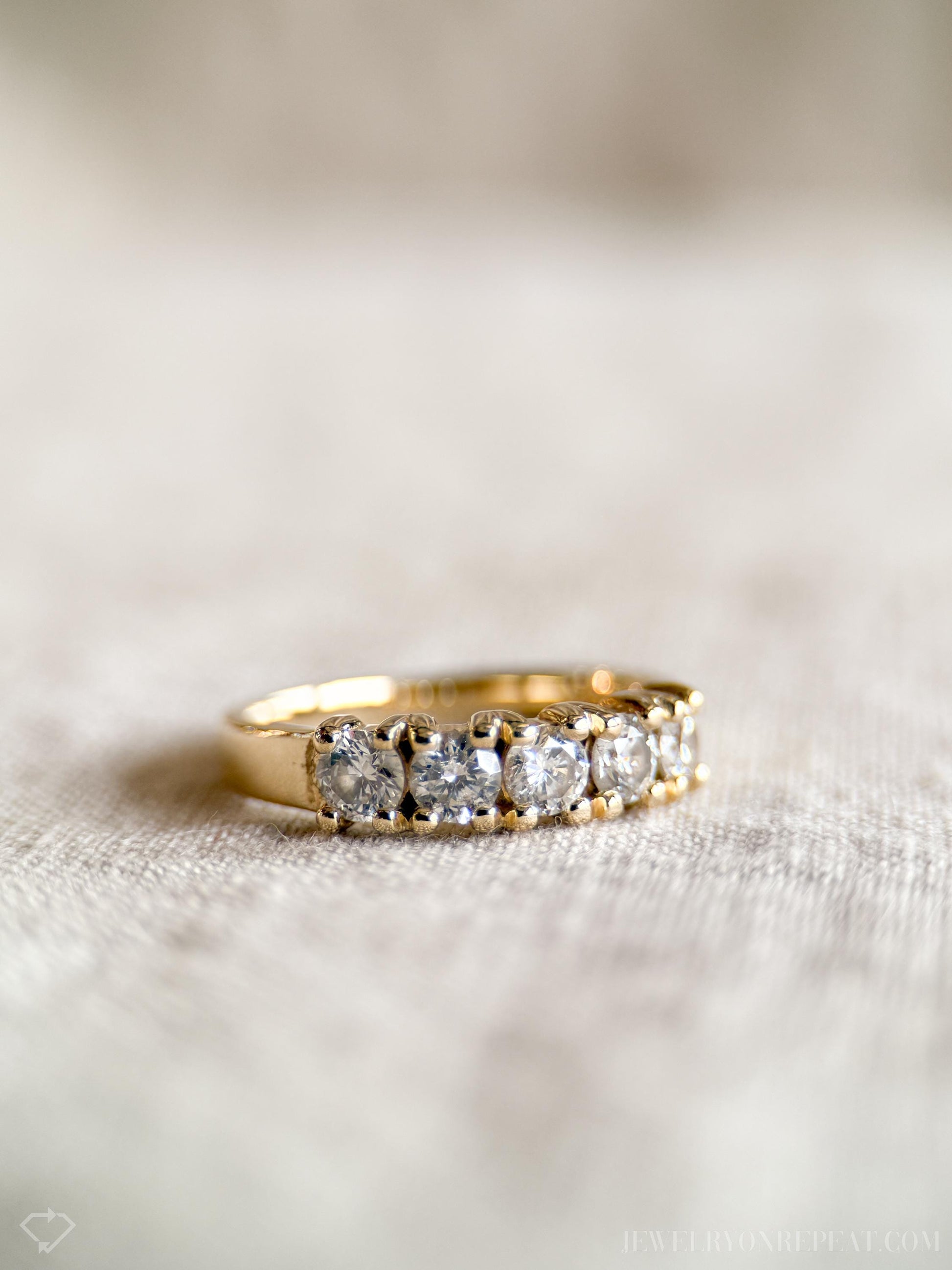 Vintage Diamond Prong Set Wedding Band in 14k Gold, Retro Jewelry from the 1990s - Timeless, Sustainable, @JewelryOnRepeat