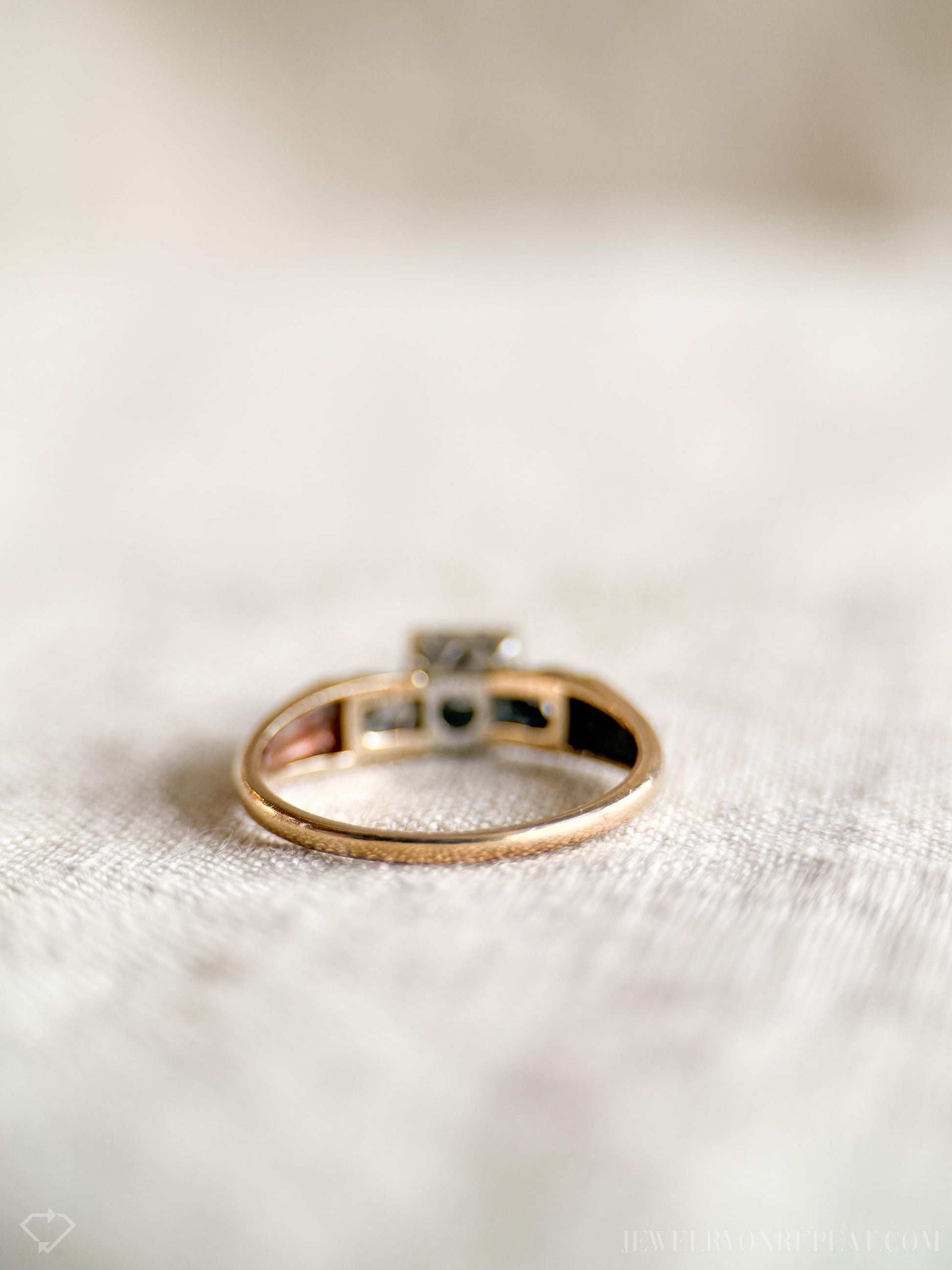 Vintage Diamond Engagement Ring, Round Cut, 14k Gold, 1950s Art Deco Bridal Ring