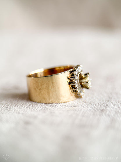 Vintage 1990s Diamond Heart Halo Engagement Ring, 14k Gold