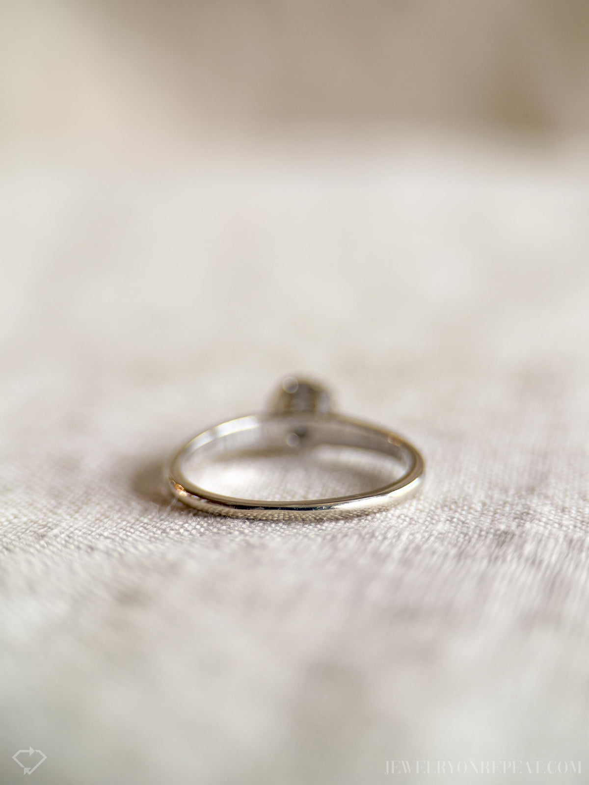 Vintage Diamond Engagement Ring, Round Cut, 14k White Gold, 1950s Art Deco Solitaire