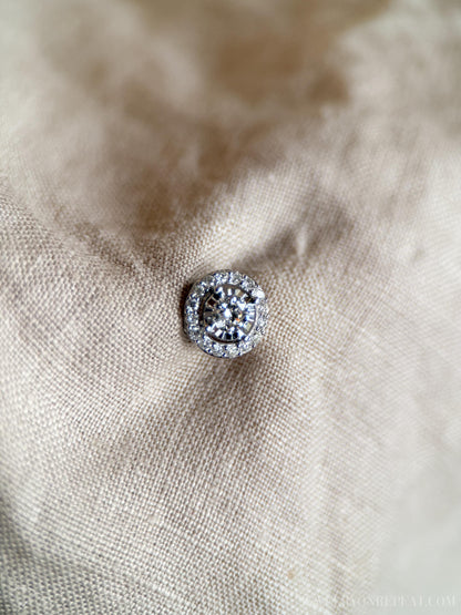 Vintage 1990s Diamond Halo Pendant in 14k White Gold