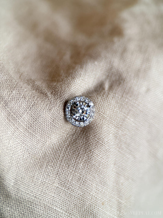 Vintage 1990s Diamond Halo Pendant in 14k White Gold