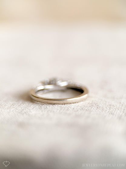 Vintage 1990s Three Stone Diamond Engagement Ring, 14k White Gold