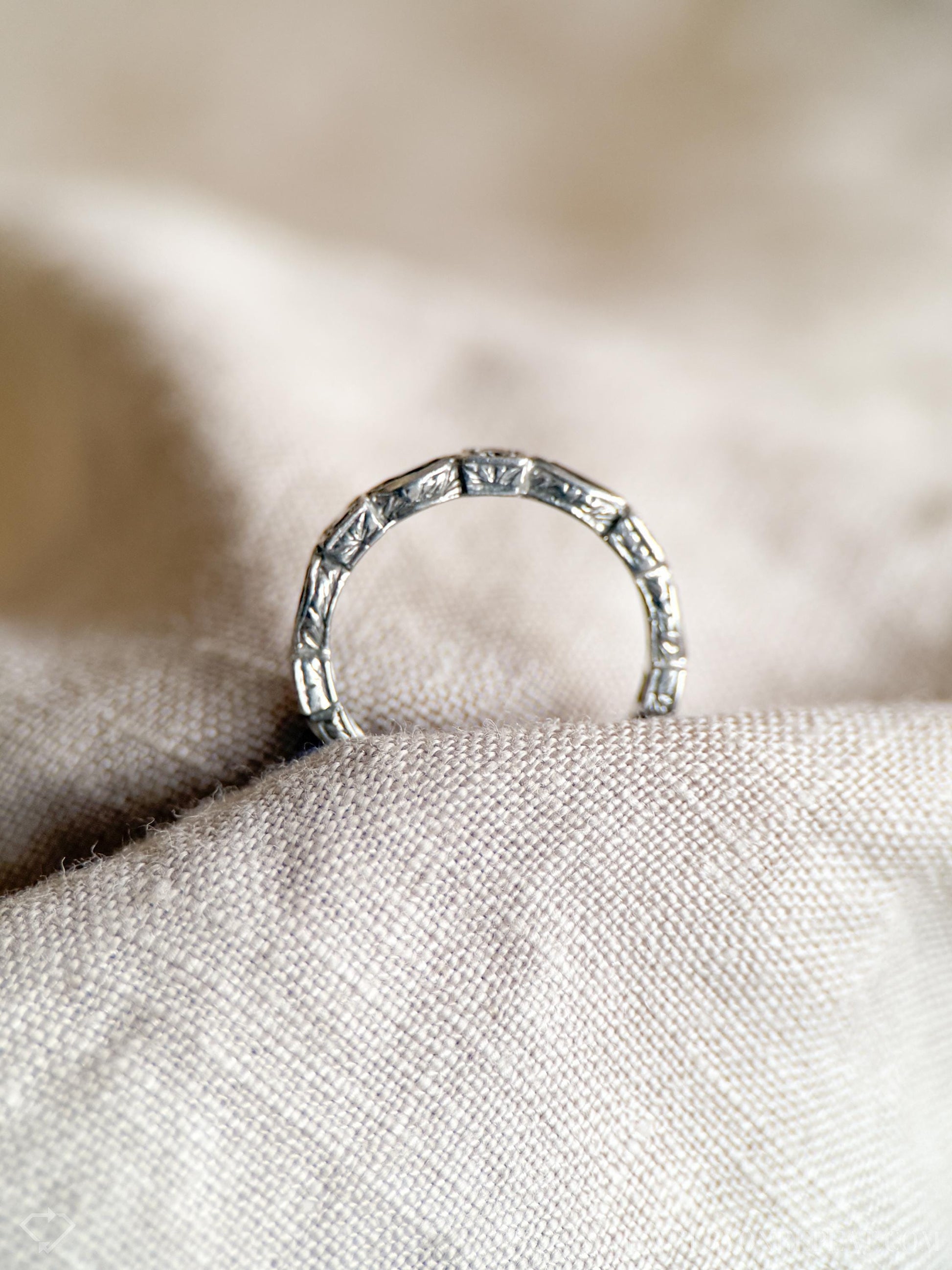 Vintage Diamond and Blue Sapphire Eternity Band in Platinum, Retro Jewelry from the 1990s - Timeless, Sustainable, @JewelryOnRepeat