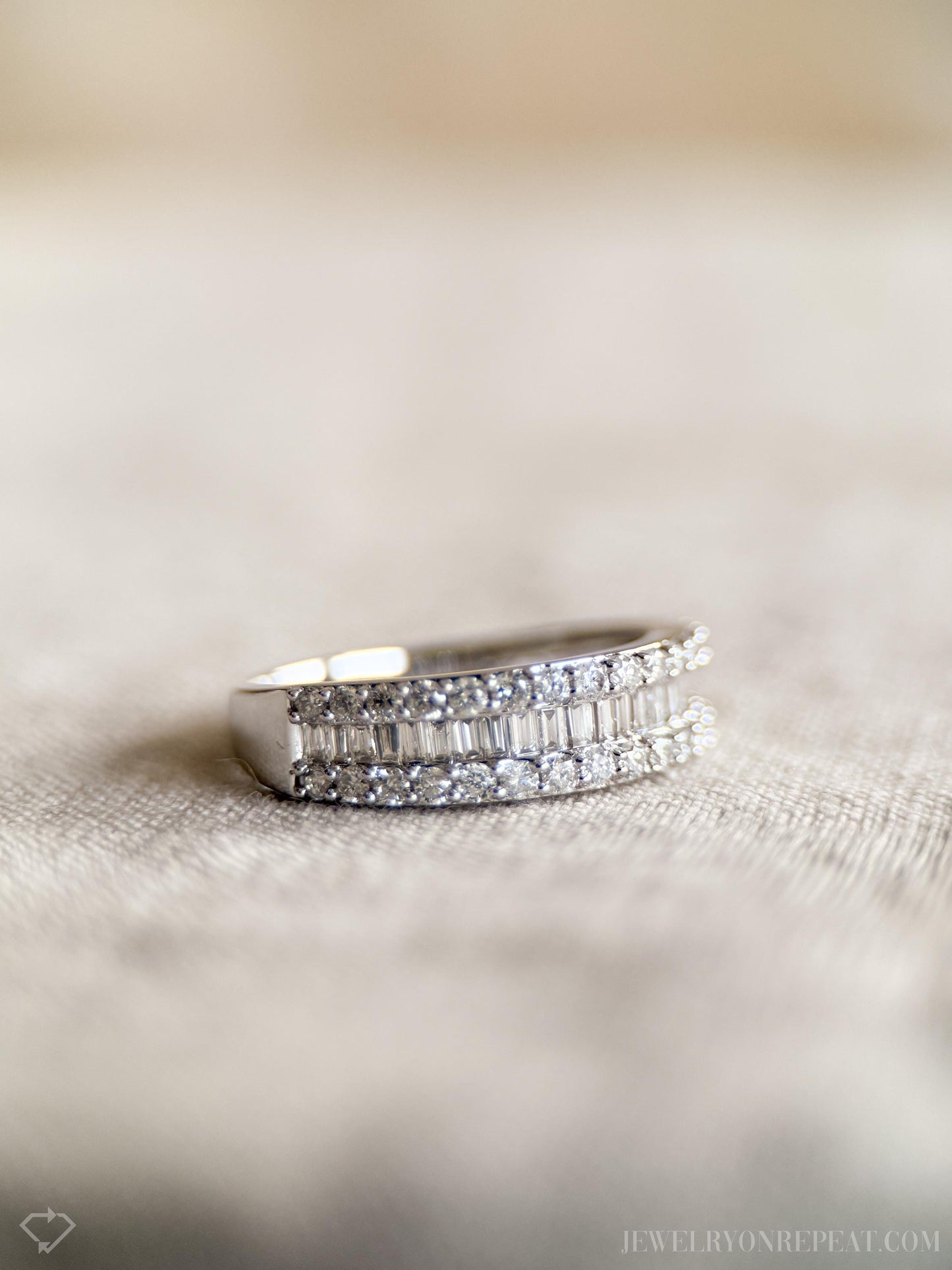 Vintage Diamond Wedding Band in 14k White Gold, Retro Jewelry from the 1990s - Timeless, Sustainable, @JewelryOnRepeat