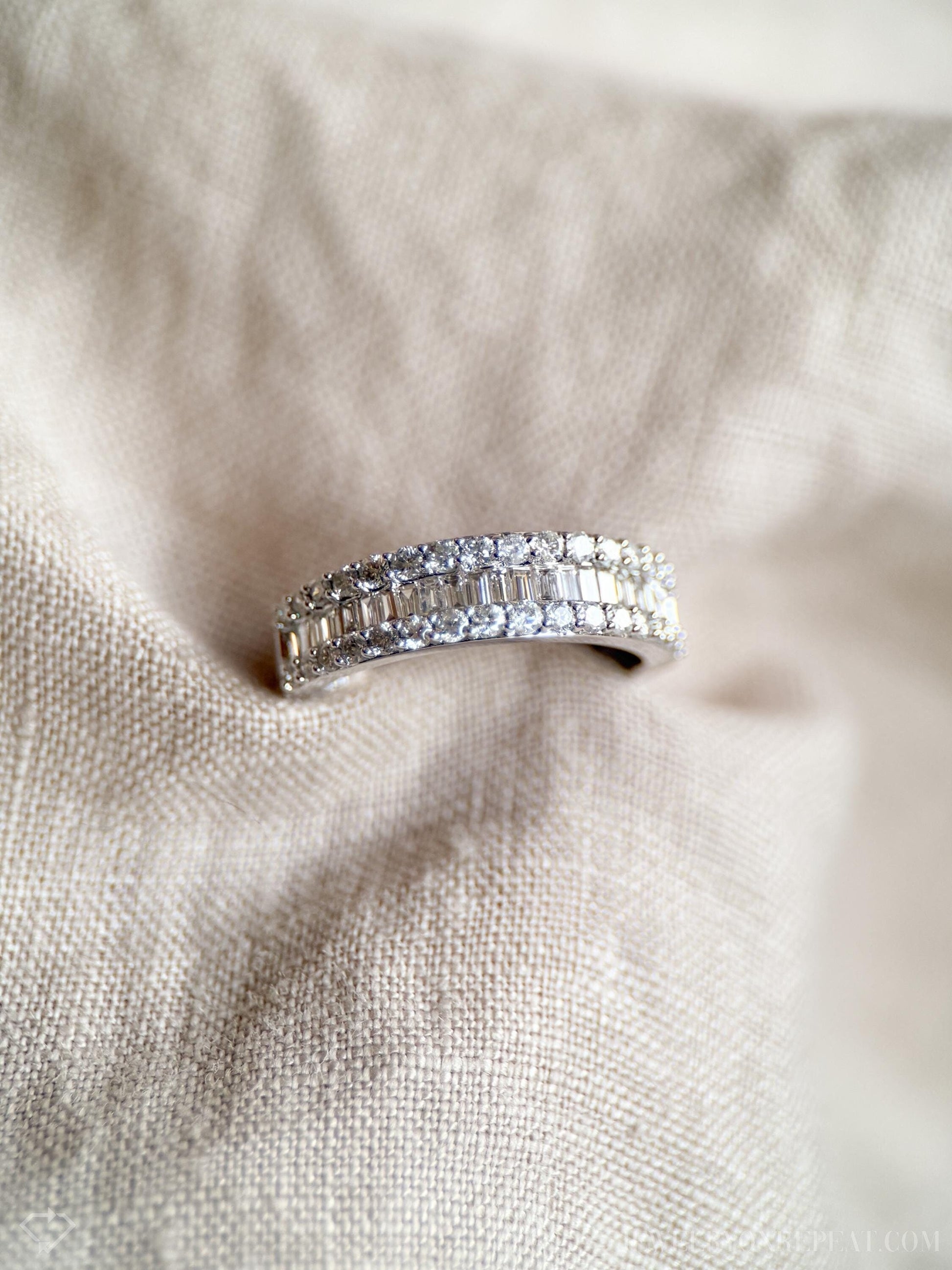 Vintage Diamond Wedding Band in 14k White Gold, Retro Jewelry from the 1990s - Timeless, Sustainable, @JewelryOnRepeat