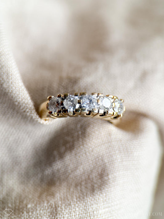 Vintage Diamond Prong Set Wedding Band in 14k Gold, Retro Jewelry from the 1990s - Timeless, Sustainable, @JewelryOnRepeat