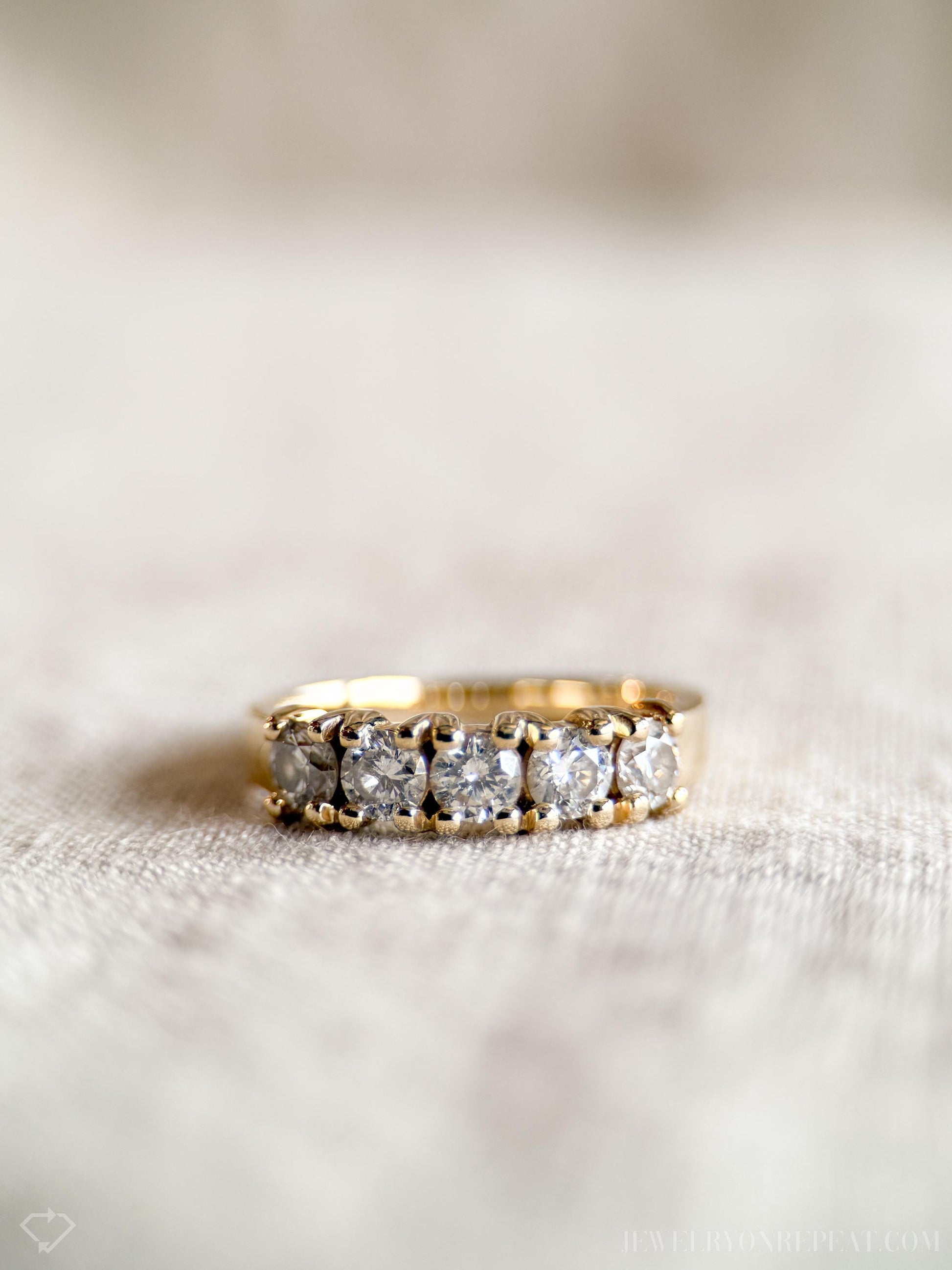 Vintage Diamond Prong Set Wedding Band in 14k Gold, Retro Jewelry from the 1990s - Timeless, Sustainable, @JewelryOnRepeat