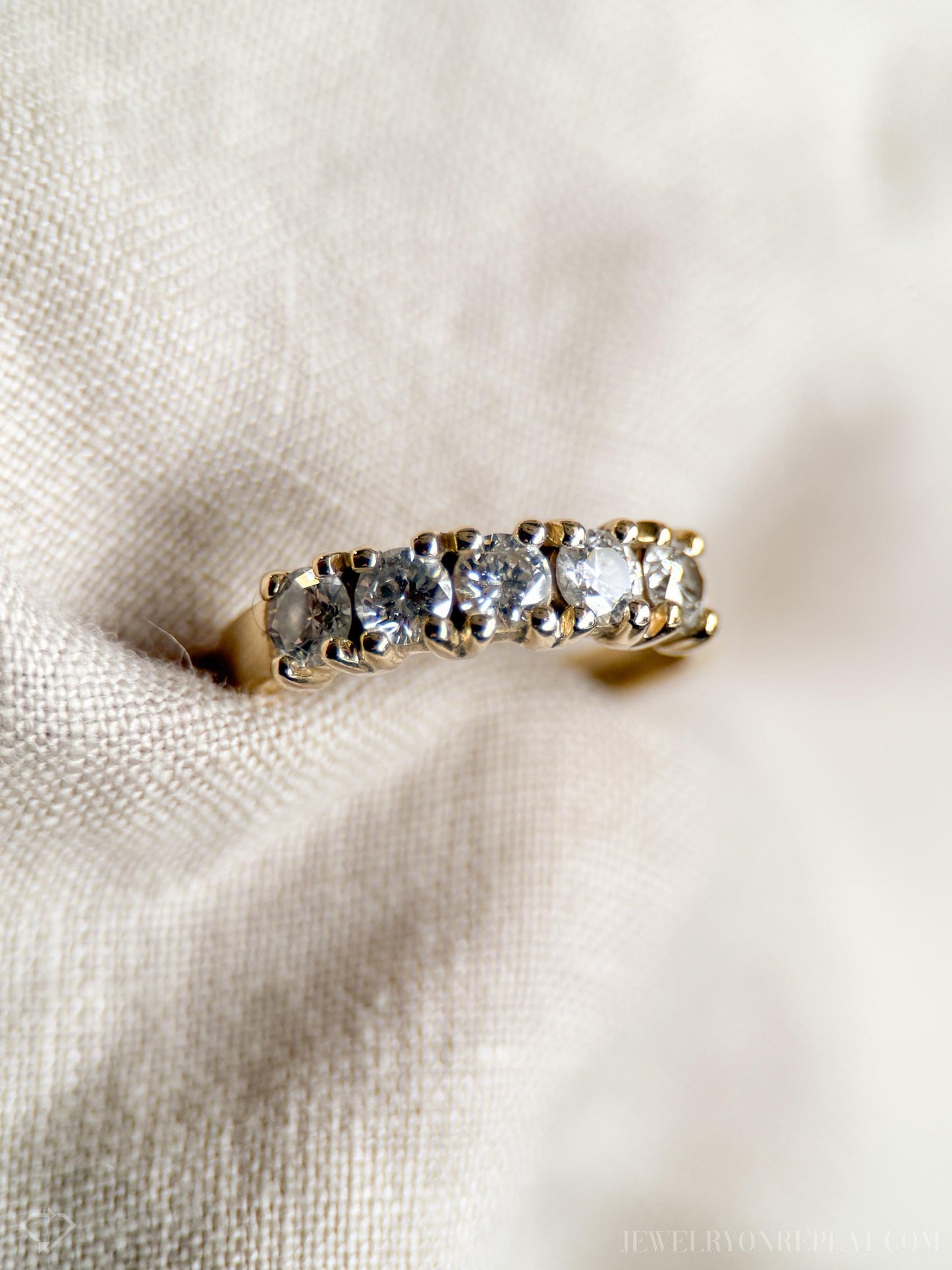 Vintage Diamond Prong Set Wedding Band in 14k Gold, Retro Jewelry from the 1990s - Timeless, Sustainable, @JewelryOnRepeat