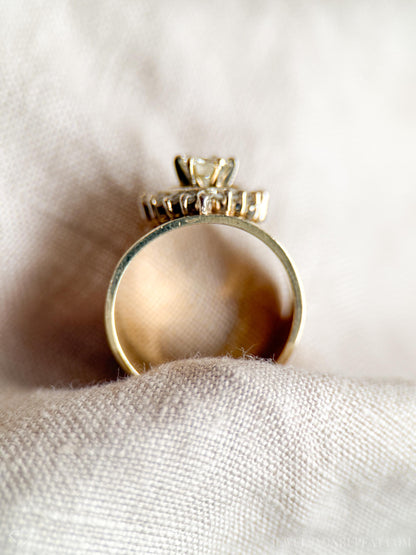 Vintage 1990s Diamond Heart Halo Engagement Ring, 14k Gold