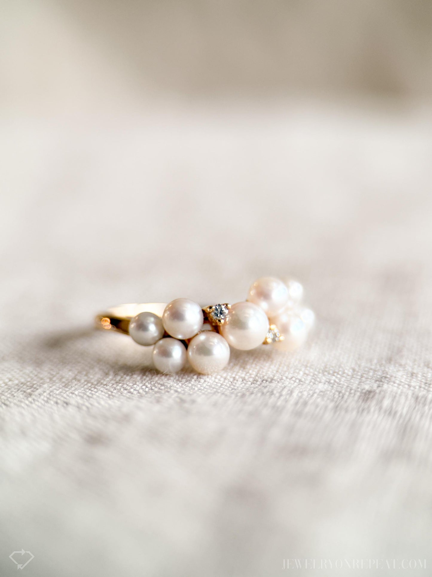 Vintage Pearl and Diamond Anniversary Band in 14k Gold, Antique Jewelry from the 1980s - Timeless, Sustainable, @JewelryOnRepeat