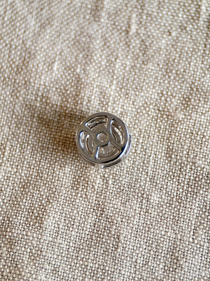 Vintage 1990s Diamond Halo Pendant in 14k White Gold