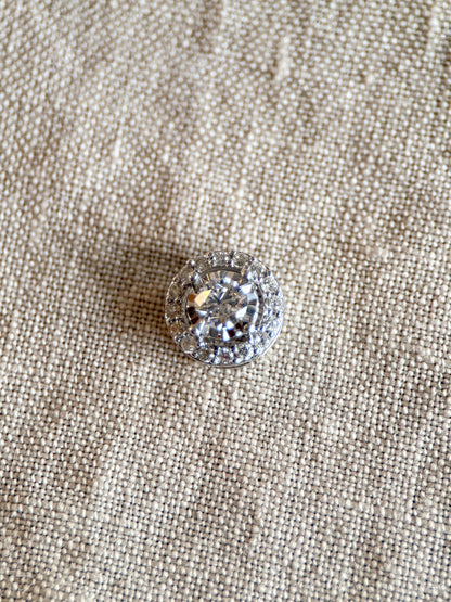 Vintage 1990s Diamond Halo Pendant in 14k White Gold