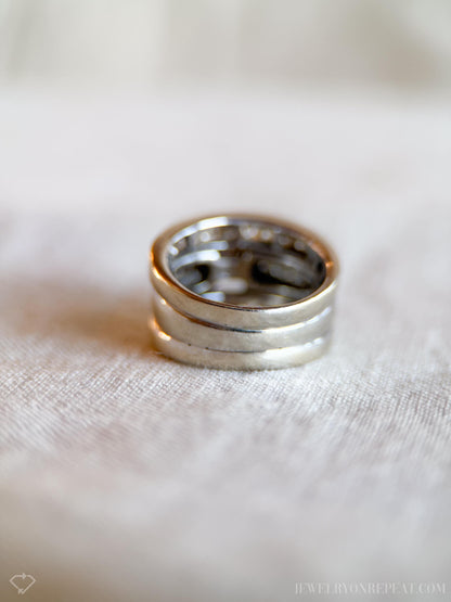 Vintage 1990s Bridal Set, Diamond Engagement Ring & Wedding Band