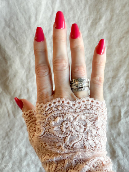 Vintage 1990s Bridal Set, Diamond Engagement Ring & Wedding Band